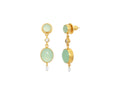 GURHAN, GURHAN Rune Gold Double Drop Earrings, Mixed Cabochon, with Chalcedony and Diamond