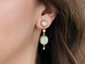 GURHAN, GURHAN Rune Gold Double Drop Earrings, Mixed Cabochon, with Chalcedony and Diamond
