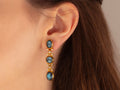 GURHAN, GURHAN Rune Gold Double Drop Earrings, Round and Oval set in Wide Frame, Labradorite and Diamond
