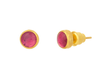 GURHAN, GURHAN Rune Gold Tourmaline Stud Earrings, 7mm Round on Post