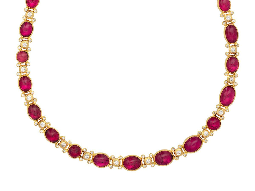 GURHAN, GURHAN Rune Gold Tourmaline Linked Short Necklace, Mixed Round and Oval