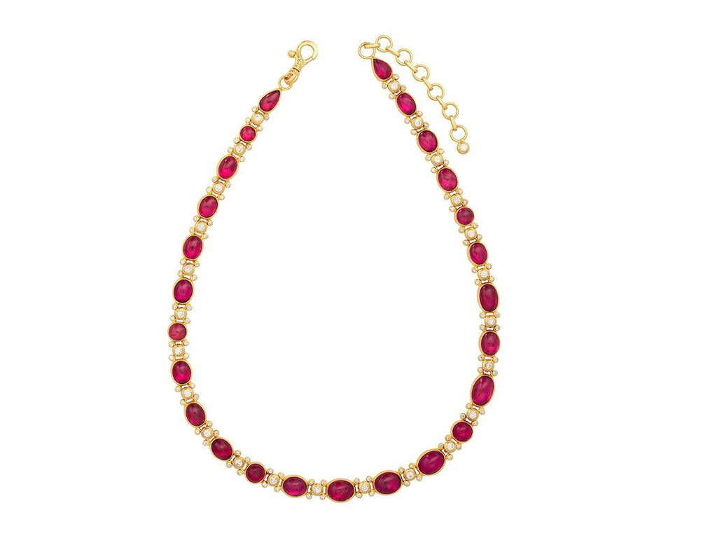GURHAN, GURHAN Rune Gold Tourmaline Linked Short Necklace, Mixed Round and Oval