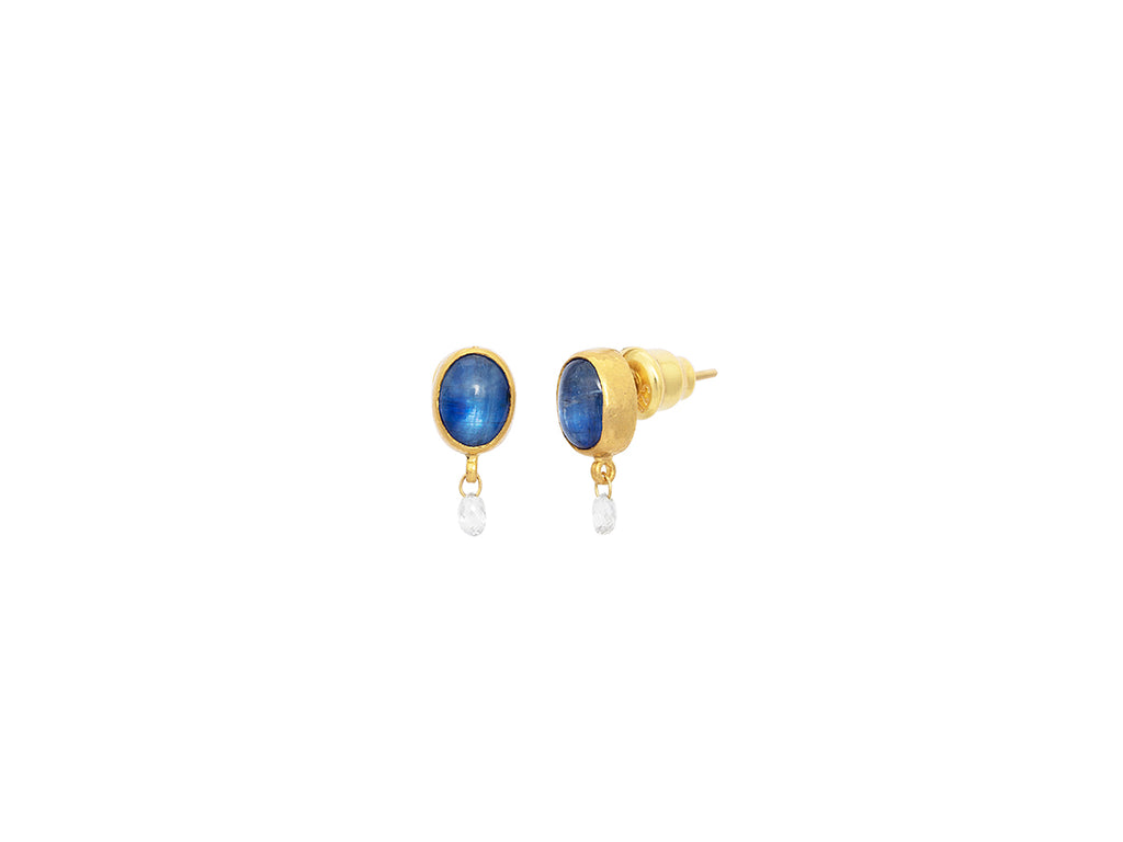 GURHAN, GURHAN Rune Gold Kyanite Single Drop Earrings, 7x5mm Oval