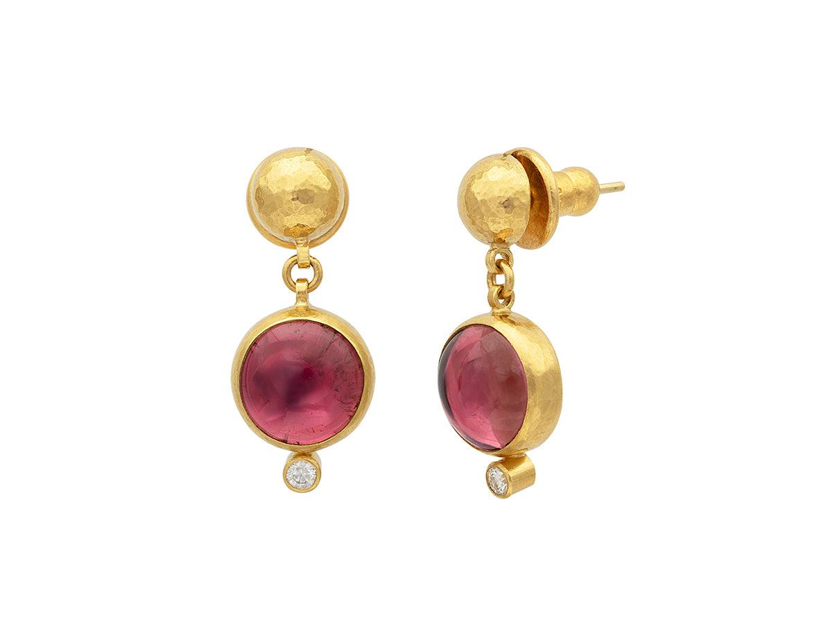 GURHAN, GURHAN Rune Gold Tourmaline Single Drop Earrings, 12mm Round with Round Post Top