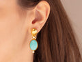 GURHAN, GURHAN Rune Gold Single Drop Earrings, 18x13mm Oval, Turquoise