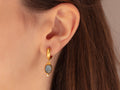 GURHAN, GURHAN Rune Gold Single Drop Earrings, 9x7mm Oval on Round Huggie, Labradorite and Diamond