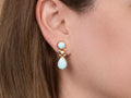 GURHAN, GURHAN Rune Gold Single Drop Earrings, Round and Teardrop Cabochon, Turquoise and Diamond