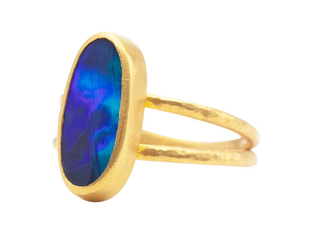 GURHAN, GURHAN Rune Gold Opal Cocktail Ring, 15x7mm Oval, Split Band