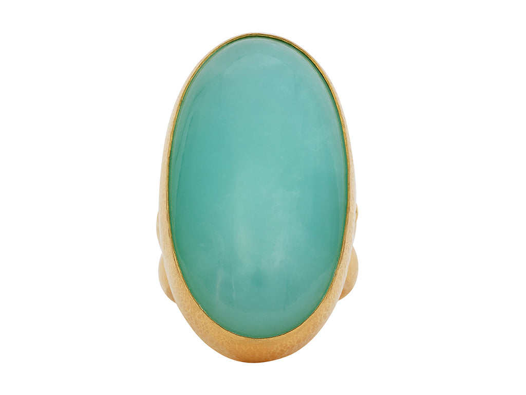 GURHAN, GURHAN Rune Gold Chrysoprase Cocktail Ring, 40x22mm Oval