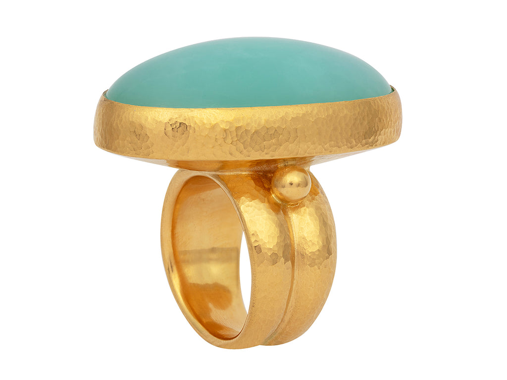 GURHAN, GURHAN Rune Gold Chrysoprase Cocktail Ring, 40x22mm Oval