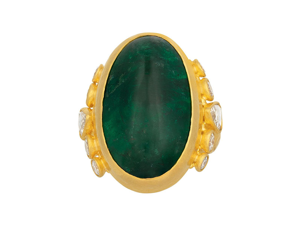GURHAN, GURHAN Rune Gold Emerald Cocktail Ring, 26x17mm Oval