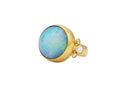 GURHAN, GURHAN Rune Gold Stone Cocktail Ring, 22mm Round, with Opal and Diamond