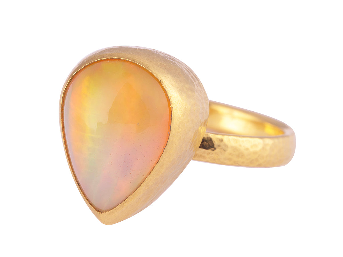 GURHAN, GURHAN Rune Gold Stone Cocktail Ring, 15x12mm Teardrop, Opal