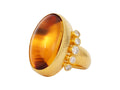 GURHAN, GURHAN Rune Gold Stone Cocktail Ring, 28x18mm Oval, with Citrine and Diamond