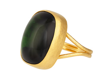 GURHAN, GURHAN Rune Gold Stone Cocktail Ring, 21x15mm Oval, Tourmaline