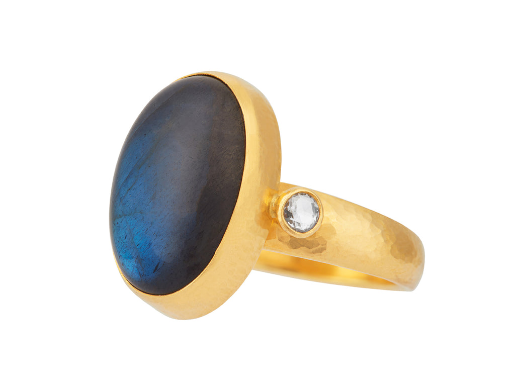 GURHAN, GURHAN Rune Gold Labradorite Cocktail Ring, 19x14mm Oval