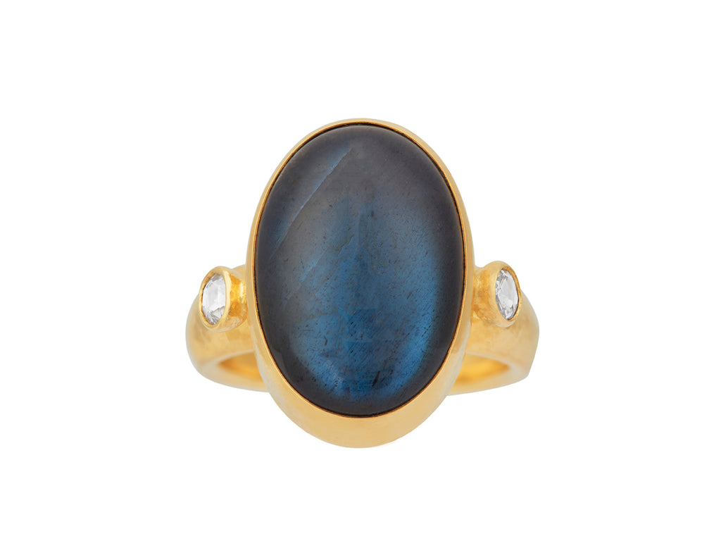 GURHAN, GURHAN Rune Gold Labradorite Cocktail Ring, 19x14mm Oval