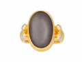 GURHAN, GURHAN Rune Gold Stone Cocktail Ring, 19x12mm Oval, Moonstone and Diamond
