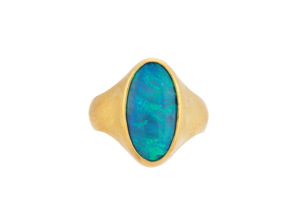 GURHAN, GURHAN Rune Gold Opal Cocktail Ring, 18x10mm Oval