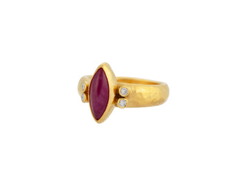 GURHAN, GURHAN Rune Gold Ruby Cocktail Ring, 13x6mm Marquise