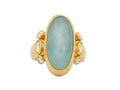 GURHAN, GURHAN Rune Gold Stone Cocktail Ring, 23x10mm Oval, with Star Aquamarine and Diamond