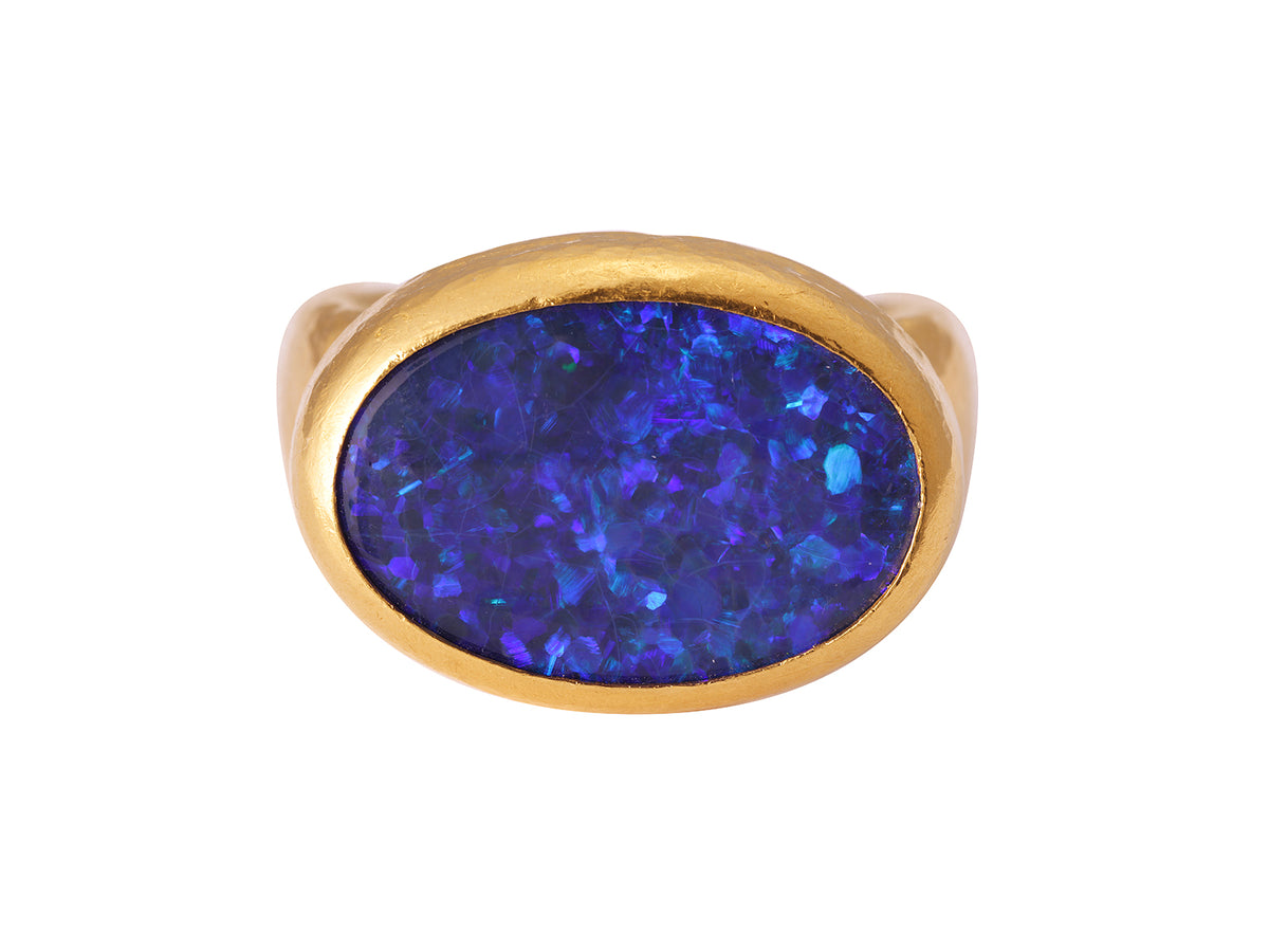 GURHAN, GURHAN Rune Gold Stone Cocktail Ring, Oval Shape, Opal