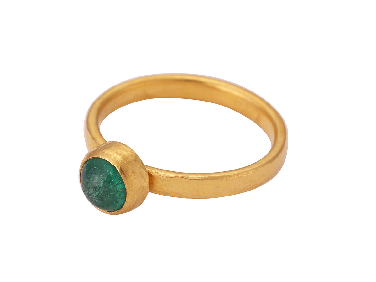 GURHAN, GURHAN Rune Gold Stone Cocktail Ring, 6mm Round, Emerald