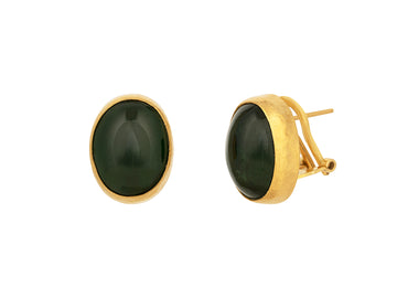 GURHAN, GURHAN Rune Gold Tourmaline Stud Earrings, 16x13mm Oval