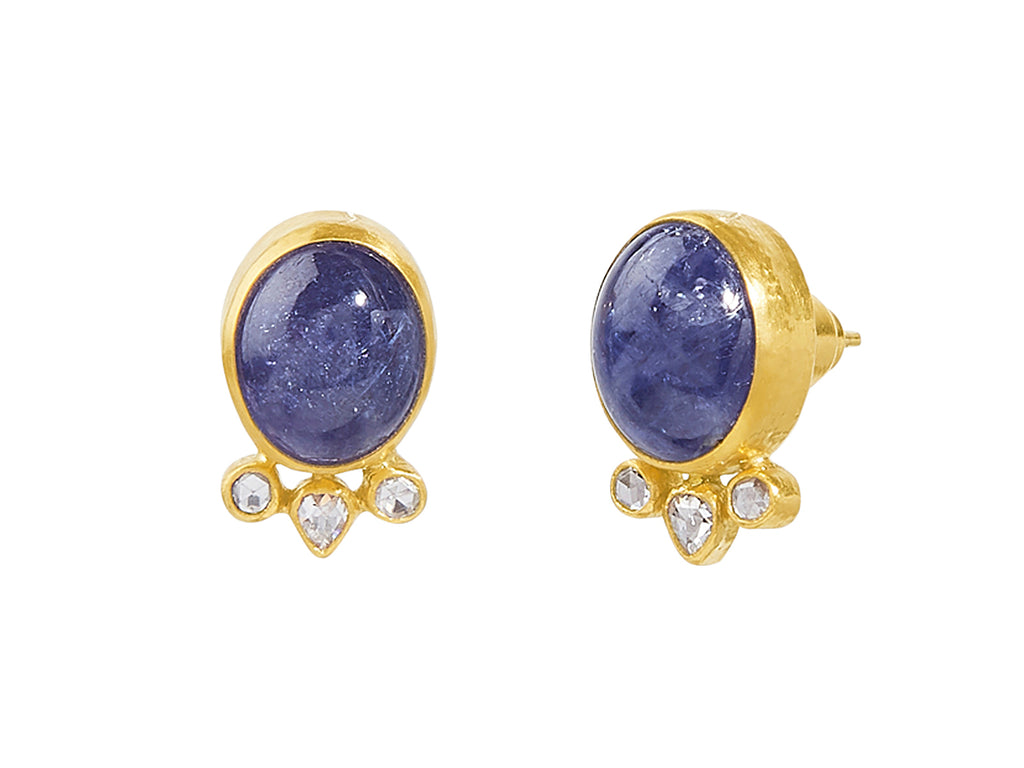 GURHAN, GURHAN Rune Gold Tanzanite Stud Earrings, 12x10mm Oval