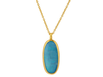 GURHAN, GURHAN Rune Gold Opal Pendant Necklace, 28x14mm Oval