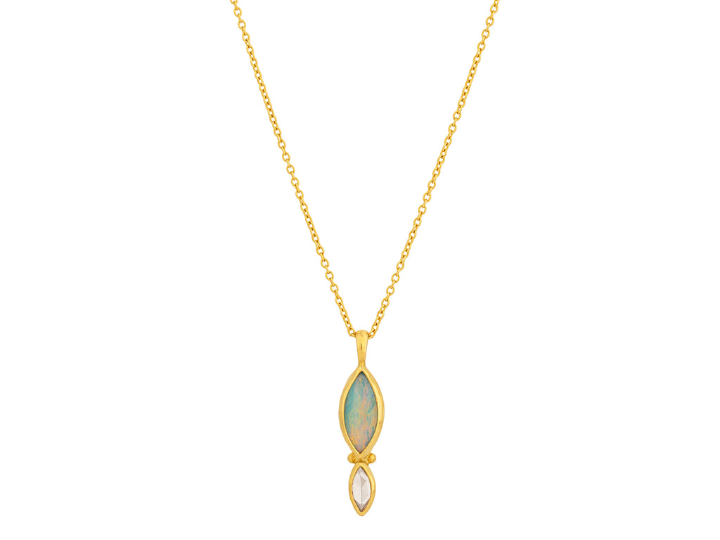 GURHAN, GURHAN Rune Gold Opal Pendant Necklace, 12x6mm Marquise