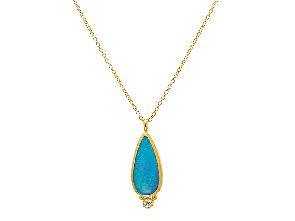 GURHAN, GURHAN Rune Gold Opal Pendant Necklace, 24x13mm Teardrop