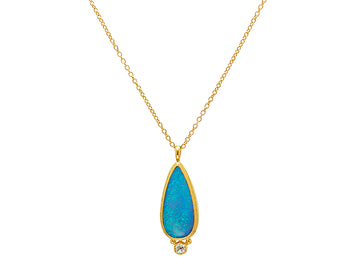 GURHAN, GURHAN Rune Gold Opal Pendant Necklace, 24x13mm Teardrop