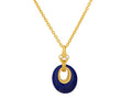 GURHAN, GURHAN Rune Gold Pendant Necklace, 15x13mm Oval with Open Center, Lapis and Diamond