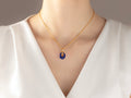 GURHAN, GURHAN Rune Gold Pendant Necklace, 15x13mm Oval with Open Center, Lapis and Diamond