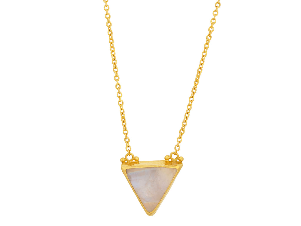 GURHAN, GURHAN Rune Gold Moonstone Pendant Necklace, 15mm Triangle