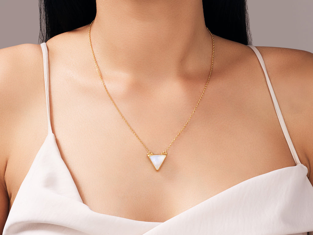 GURHAN, GURHAN Rune Gold Moonstone Pendant Necklace, 15mm Triangle