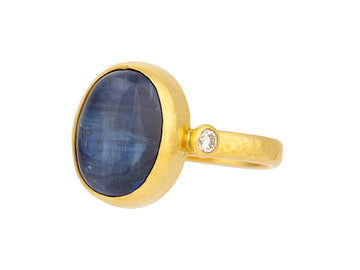 GURHAN, GURHAN Rune Gold Kyanite Cocktail Ring, 13x11mm Oval Stone