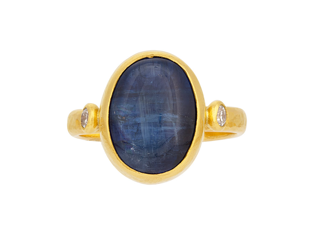 GURHAN, GURHAN Rune Gold Kyanite Cocktail Ring, 13x11mm Oval Stone