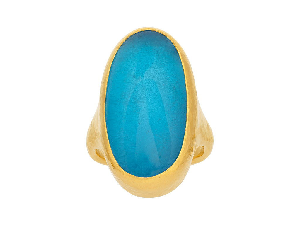 GURHAN, GURHAN Rune Gold Topaz Cocktail Ring, 30x16mm Oval Stone