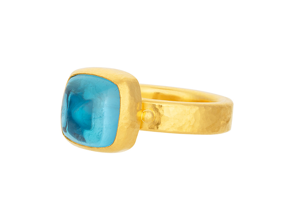 GURHAN, GURHAN Rune Gold Topaz Cocktail Ring, 10mm Square Stone