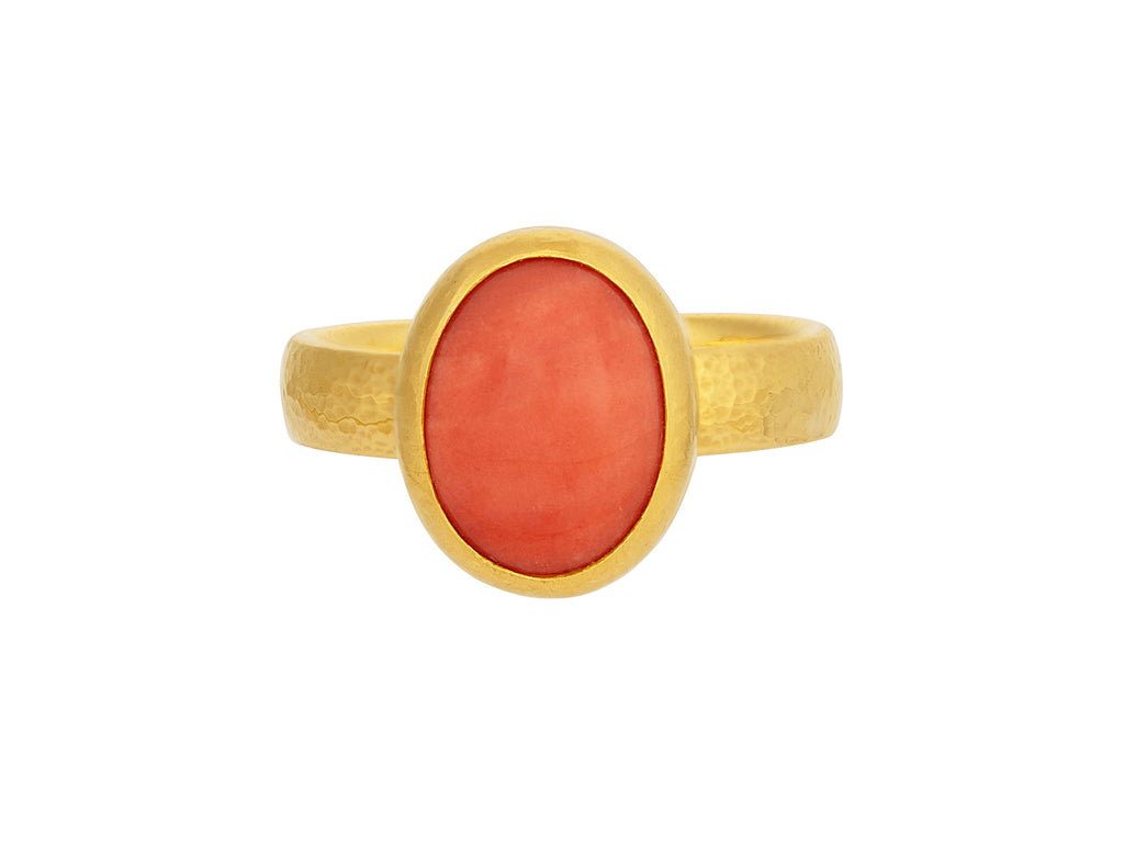 GURHAN, GURHAN Rune Gold Coral Cocktail Ring, 12x10mm Oval