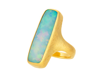 GURHAN, GURHAN Rune Gold Opal Cocktail Ring, 30x10mm Rectangle Stone