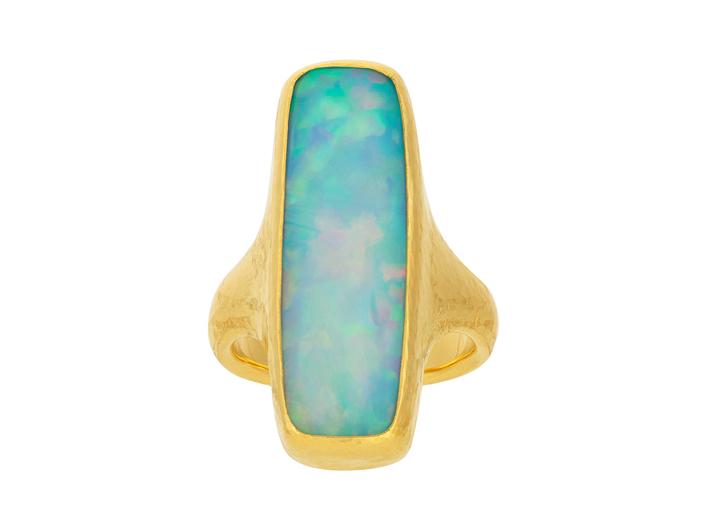 GURHAN, GURHAN Rune Gold Opal Cocktail Ring, 30x10mm Rectangle Stone