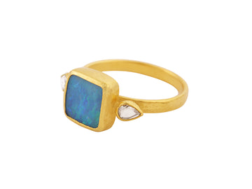 GURHAN, GURHAN Rune Gold Opal Cocktail Ring, 9mm Square Cabochon