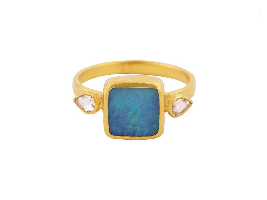 GURHAN, GURHAN Rune Gold Opal Cocktail Ring, 9mm Square Cabochon