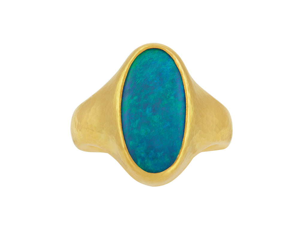 GURHAN, GURHAN Rune Gold Opal Cocktail Ring, 17x9mm Oval, Graduated Band