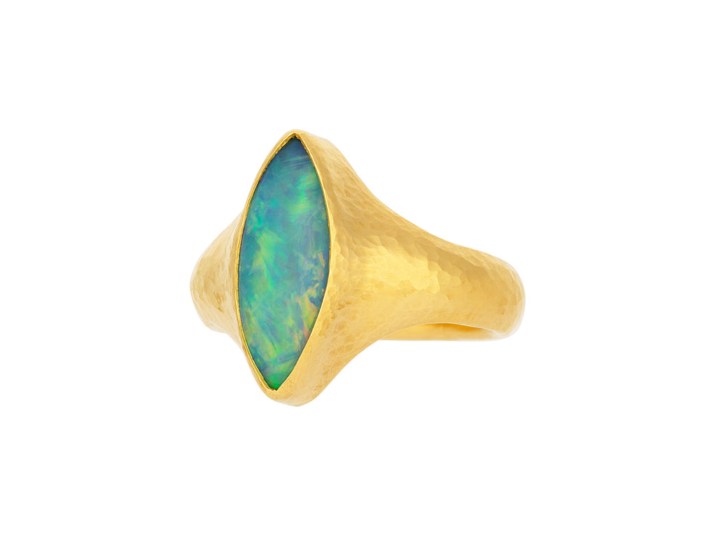 GURHAN, GURHAN Rune Gold Opal Cocktail Ring, 18x8mm Marquise Stone