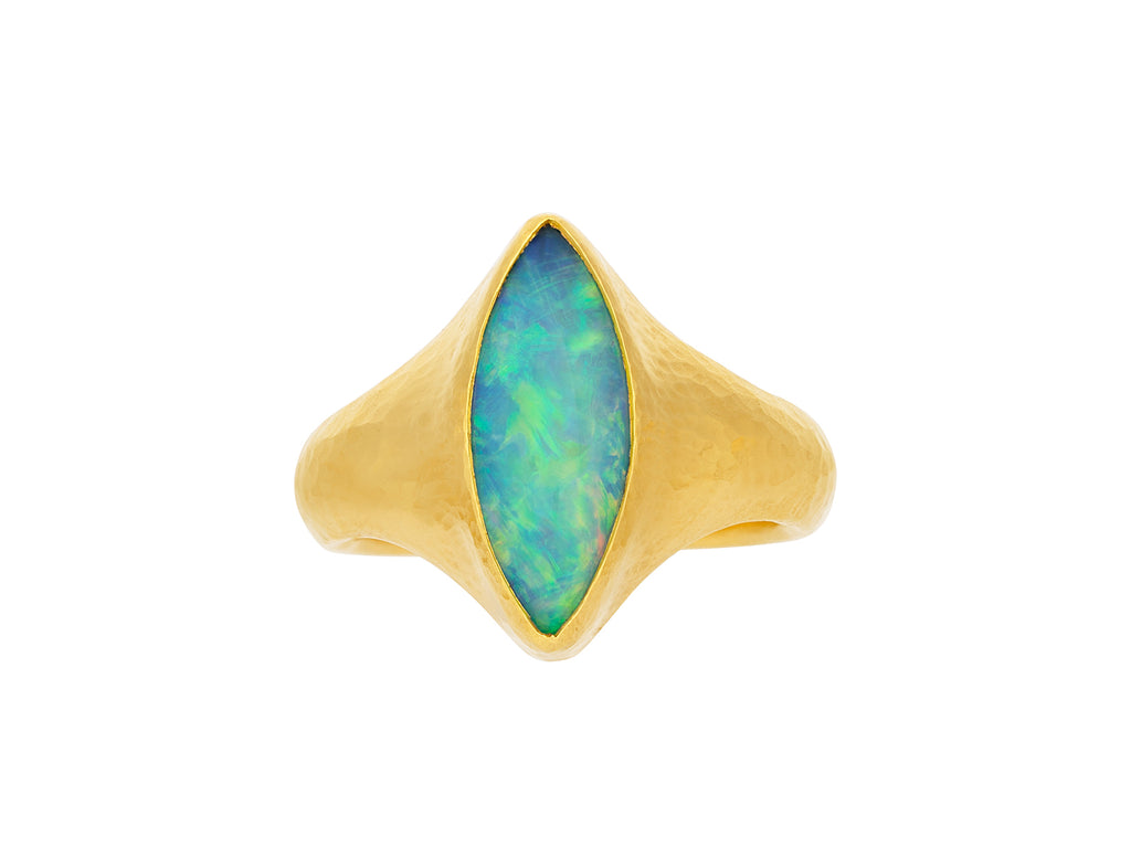 GURHAN, GURHAN Rune Gold Opal Cocktail Ring, 18x8mm Marquise Stone