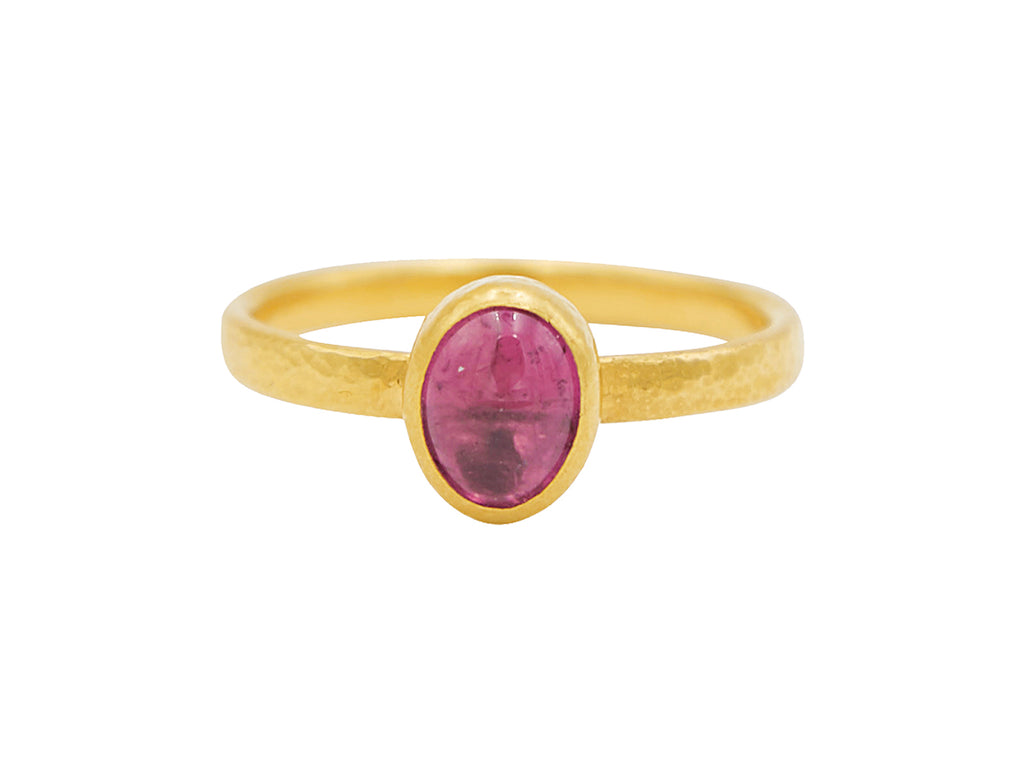 GURHAN, GURHAN Rune Gold Tourmaline Stacking Ring, 8x6mm Oval